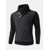 Mens Graphics Knitted Texture High Neck Warm Pullover Sweaters