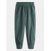 Mens 100  Cotton Oriental Elastic Waist Solid Color Harem Pants With Pocket
