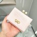 Ruched Textured Bow Pearl Clip Tri  Fold Short Wallet  Light Pink