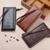 DEABOLAR Men Long Wallet Retro PU Soft Leather Hand Strap Clutch Mobile Phone Bag  Black