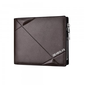 DEABOLAR Men Short PU Leather Tri  fold Horizontal Wallet Large  capacity Multi  card Wallet  Coffee