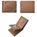 DEABOLAR Men Short PU Leather Tri  fold Horizontal Wallet Large  capacity Multi  card Wallet  Brown