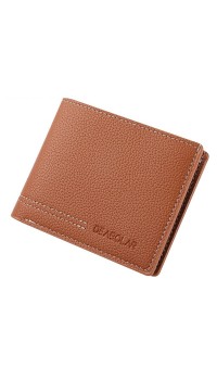 DEABOLAR Large  capacity Multi  card Men Short PU Leather Wallet  Brown