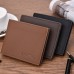 DEABOLAR Multifunctional Men Short PU Leather Wallet Multi  Card Coin Purse  Dark Brown