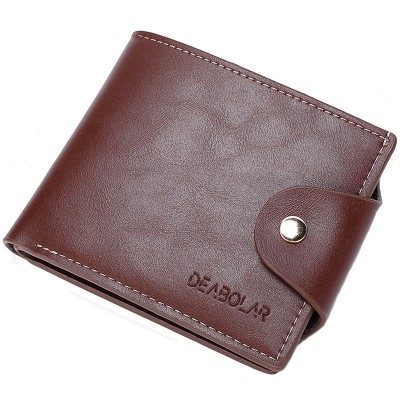 DEABOLAR Large  capacity Multi  card Slot PU Soft Leather Retro Short Wallet  Brown
