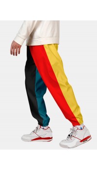 Mens Contrast Drawstring Waist Cuffed Jogger Pants With Pocket